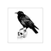 Moderne Spooky  Crow op schedel Rubberstempel (Afrduk)