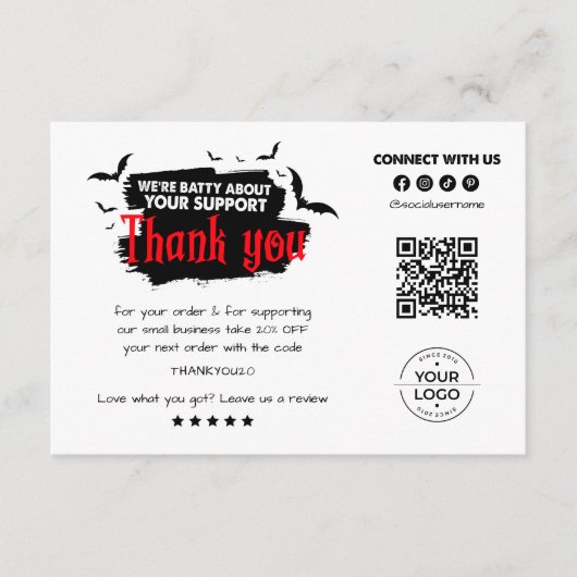 Moderne Spooky Halloween QR-code Bedankt Card (Voorkant)