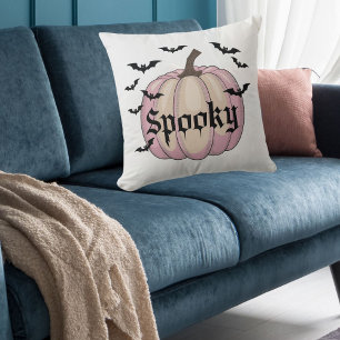 Moderne Spooky Pink Pumpkin Kussen
