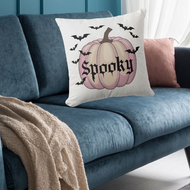 Moderne Spooky Pink Pumpkin Kussen (Creator heeft geüpload)