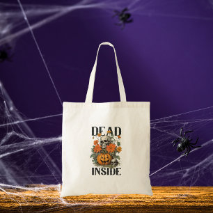 Moderne Spooky schedel en pompoen Halloween Tote Bag