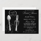 Moderne spoon & Fork Bridal Shower Invitations Kaart (Voorkant / Achterkant)