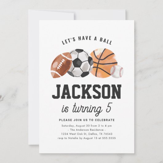 Moderne Sport Kids Verjaardag Kaart (Voorkant)