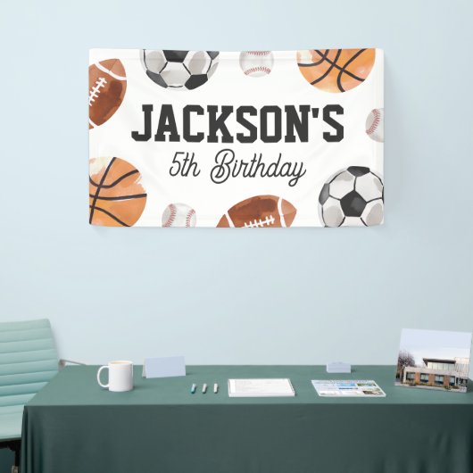 Moderne Sport Kids Verjaardag Spandoek (Beurs)