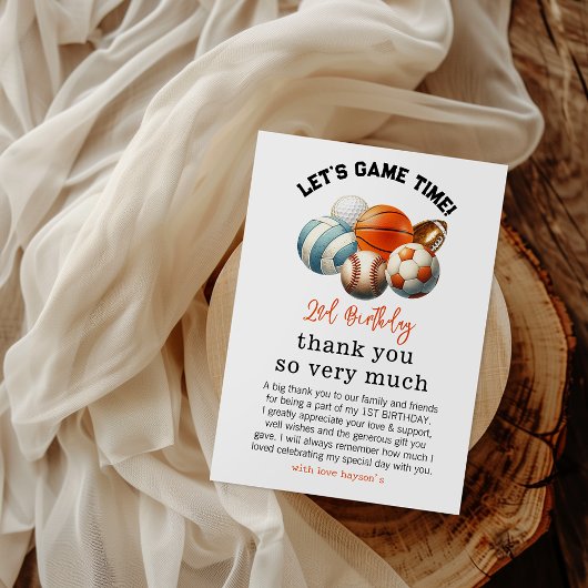 Moderne Sport Kinder 2e verjaardag Bedankkaart