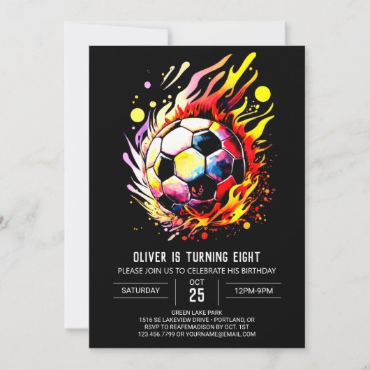 Moderne Sport Printable Voetbal Verjaardag Kaart (Voorkant)