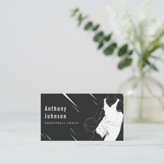 Moderne Sport Stijl Professionele Basketbal Coach Visitekaartje (Staand voorkant)