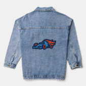 Moderne sportautodesign denim jacket (Achterkant)