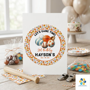 Moderne sportfeestje voor kinderen 2e verjaardag ronde sticker