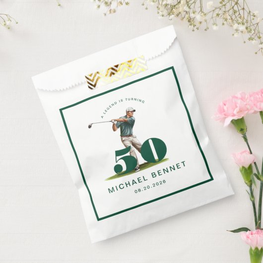 Moderne Sportgolfer 50e Verjaardag Bedankzakje (Gezegeld)
