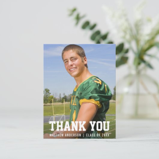 Moderne Sportieve Afstudeer Dankjewel (lege achter Briefkaart (Staand voorkant)