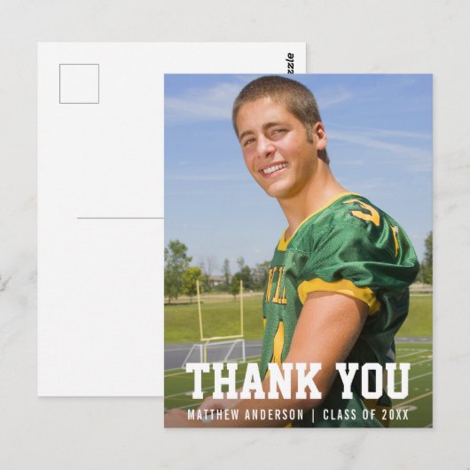 Moderne Sportieve Afstudeer Dankjewel (lege achter Briefkaart (Voorkant / Achterkant)