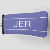 Moderne Sportieve Blauwe Monogram Golfer Golfheadcover (Voorkant)