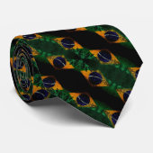 Moderne Sportieve Brazilië Vlag Satijnen Streep Stropdas (Opgerold)