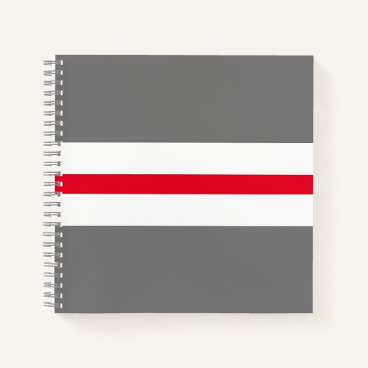 Moderne Sportieve Helder Rood Wit Grijs Racing Str Notitieboek (Voorkant)