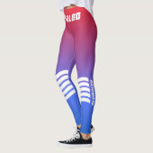 Moderne sportieve monogramme rode blauwe gradiënt leggings (Links)