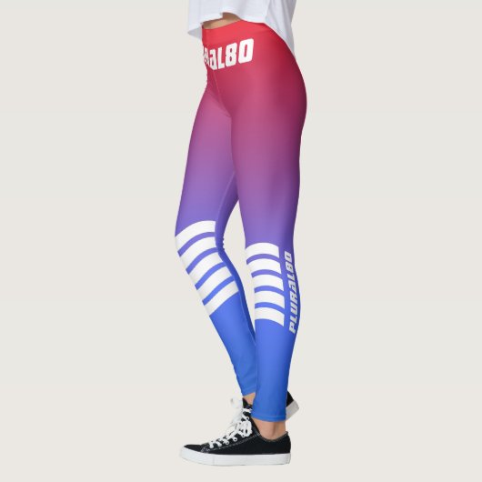 Moderne sportieve monogramme rode blauwe gradiënt leggings (Links)