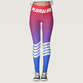 Moderne sportieve monogramme rode blauwe gradiënt leggings (Voorkant)