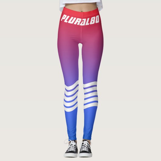 Moderne sportieve monogramme rode blauwe gradiënt leggings (Voorkant)