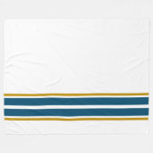 Moderne sportieve Ocean Blue Racing Stripes op wit Fleece Deken (Voorkant (Horizontaal))
