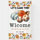 Moderne sportkinderen 2e verjaardag spandoek (Verticaal)