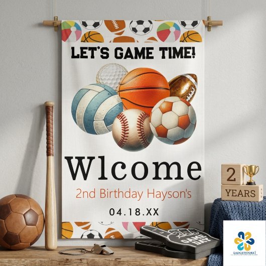 Moderne sportkinderen 2e verjaardag spandoek