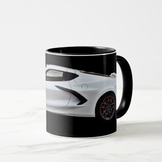 Moderne Sportscar Auto Snelle Auto op Zwarte Mok (Voorkant rechts)