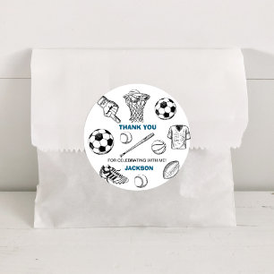 Moderne sportverjaardag Bedankt ronde Stickers