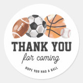 Moderne sportverjaardag Dank u Ronde Sticker (Voorkant)