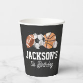 Moderne sportverjaardagsfeestje papieren bekers (Achterkant)