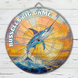 Moderne sportvisser Marlin Dartbord<br><div class="desc">Personaliseer deze sport visser Dartboard met jouw naam. Een mooi cadeau voor een visser. Ontworpen voor u door Blackberry Boulevard.</div>