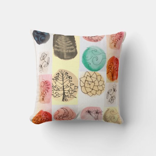 Moderne Spotlight Pen & Ink Natuur Patroon Kussen (Voorkant)