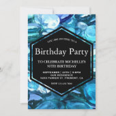 Moderne sprankelende blauwe edelstenen verjaardags kaart (Voorkant)