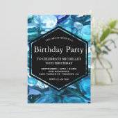 Moderne sprankelende blauwe edelstenen verjaardags kaart (Staand voorkant)