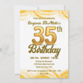Moderne sprankelende gouden 35e verjaardag viering kaart (Voorkant)