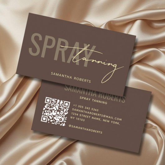 Moderne spray tan QR-code bruin Visitekaartje