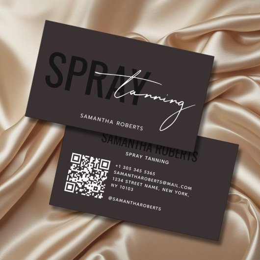 Moderne spray tan QR-code donkerbruin Visitekaartje