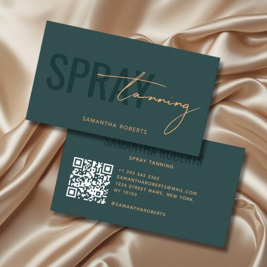Moderne spray tan QR-code groen Visitekaartje