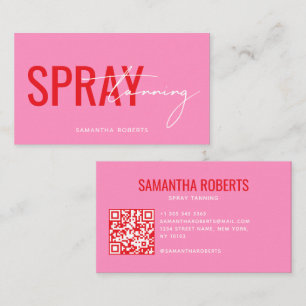 Moderne spray tan QR-code roze Visitekaartje