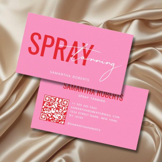 Moderne spray tan QR-code roze Visitekaartje