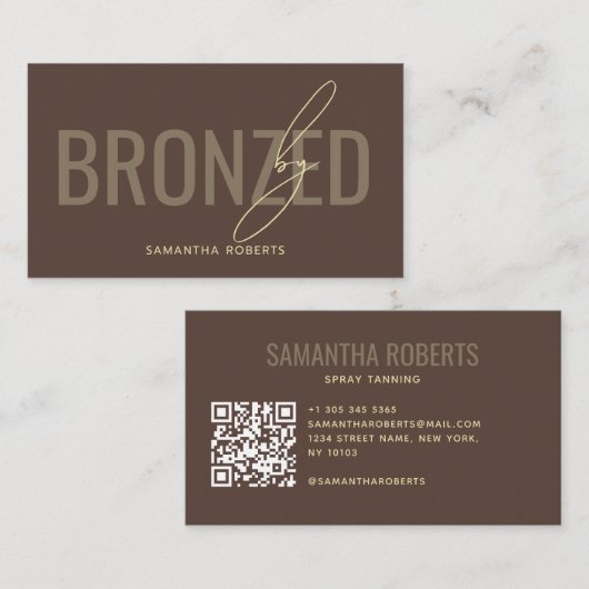 Moderne spraytan QR-code bruin Visitekaartje (Voorkant / Achterkant)