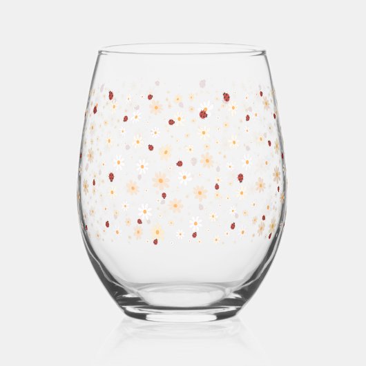 Moderne Spring Wildflower Daisy bloementuin Wijnglas Zonder Voet (Achterkant)