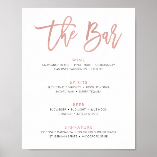 Moderne Sprookjeshuwelijk The Bar Menu Bord Dranke Poster (Voorkant)