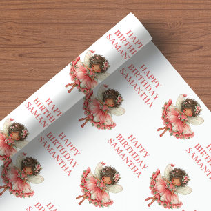 Moderne Sprookjesmeisje Blos Bloemen Verjaardagsve Cadeaupapier