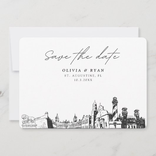 Moderne St. Augustine Florida bruiloft Save the Da Kaart (Voorkant)