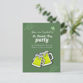 Moderne St. Patrick's Day Party Groene Klavers Briefkaart (Staand voorkant)
