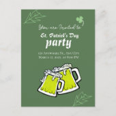 Moderne St. Patrick's Day Party Groene Klavers Briefkaart (Voorkant)