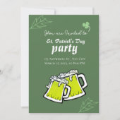 Moderne St. Patrick's Day Party Groene Klavers Kaart (Voorkant)