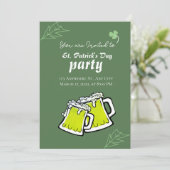 Moderne St. Patrick's Day Party Groene Klavers Kaart (Staand voorkant)