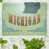 Moderne  staatskaart Michigan - Sage Green Theedoek (Gevouwen)